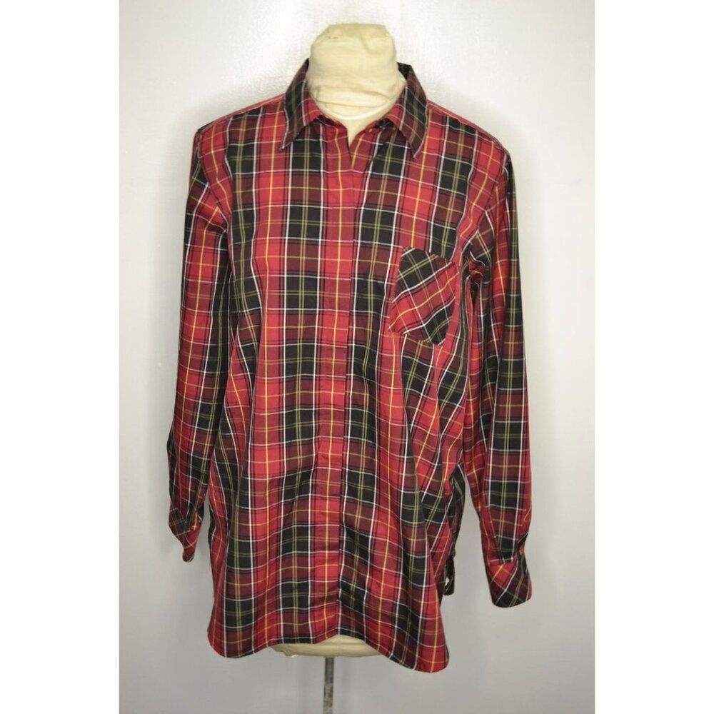 Orvis Women's 18 Red Buffalo Plaid Long Sleeve Button Down Tunic Shirt